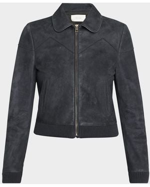 The Row Axelette Suede Jacket - Blue