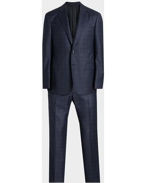 Giorgio Armani Micro Check Windowpane Suit - Blue