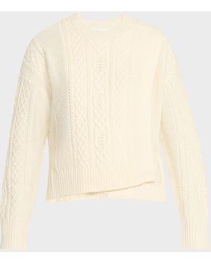 3.1 Phillip Lim Cable Mix Double-Layer Wool Crewneck Sweater - Natural