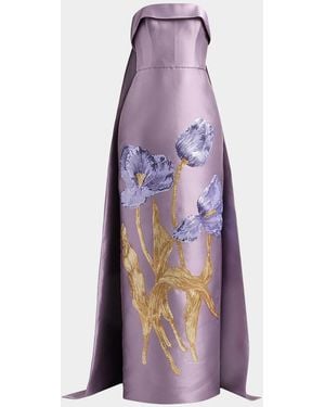 Amsale Tulip Watteau Column Gown - Purple
