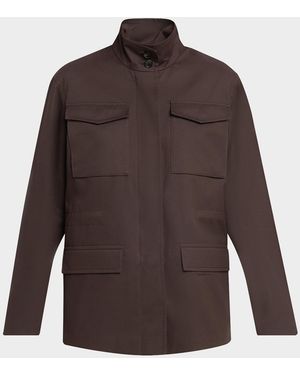 The Row Floriane Cotton-Cashmere Utility Jacket - Brown
