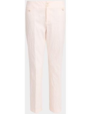 Etro Floral Jacquard Straight-Leg Ankle Pants - Pink