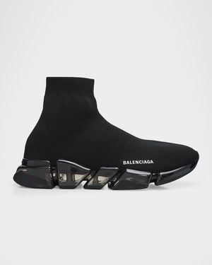 Balenciaga Apos;S Speed 2.0 Clear-Sole Knit Runner Sneakers - Black