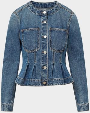 Veronica Beard Zahara Denim Peplum Jacket - Blue