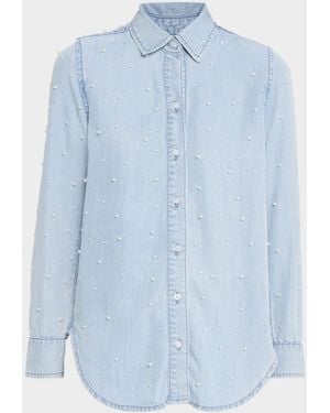 Generation Love Marcello Pearl-Embellished Denim Shirt - Blue