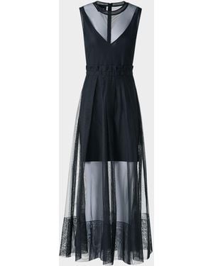Akris Techno Tulle Fit-&-Flare Gown - Blue