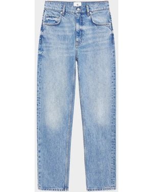 Anine Bing Kate Cotton Straight-Leg Jeans - Blue