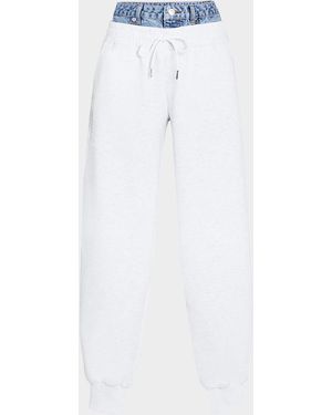 SER.O.YA Klara Mixed-Media Sweatpants - White