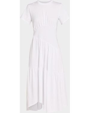 FRAME Short-Sleeve Gathered Maxi Dress - White