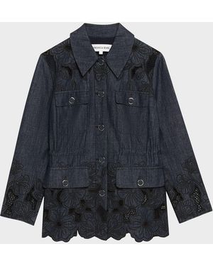 Veronica Beard Kiki Embroidered Chambray Jacket - Blue
