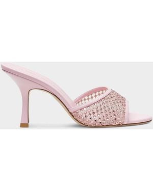 Stuart Weitzman 85Mm Bareitall Mesh And Leather Sandals - Pink