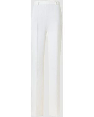 Akris Linen-Wool Straight-Leg Pants - White