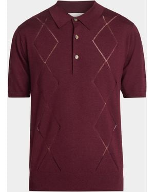 Dries Van Noten Apos;S Cotton Argyle Wool Polo - Red