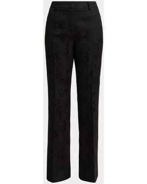 Etro Floral Jacquard Straight-Leg Pants - Black
