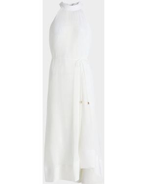MILLY Nalani Pleated Midi-Dress - White