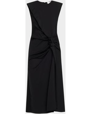 Mantu Sleeveless Ruffle Cotton Midi Dress - Black
