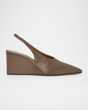 Alaïa 75Mm Satin Slingback Wedges - Brown
