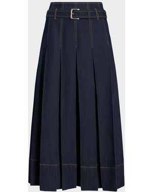 Cinq À Sept Rylee Pleated A-Line Midi Skirt - Blue