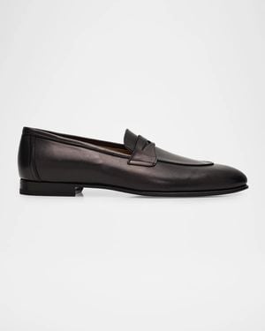 Kiton Apos;S Calfskin Penny Loafers - Black