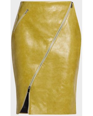Toccin Verena Asymmetric Faux Leather Pencil Skirt - Yellow