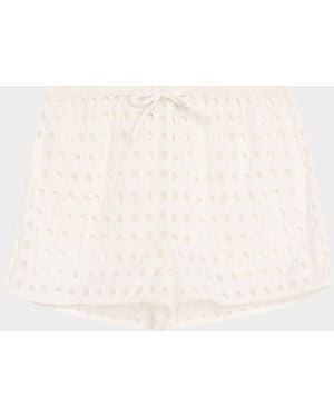 Solid & Striped The Remi Embroidered Shorts - Natural