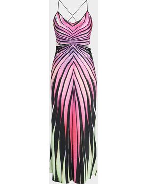 Roberto Cavalli Ray Of Paradise Silk Backless Slip Dress - Red