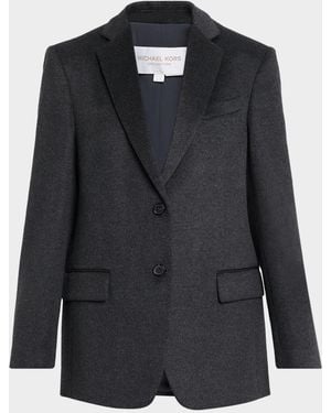 Michael Kors Nico Brushed Cashmere Single-Breasted Tailored Jacket - Black