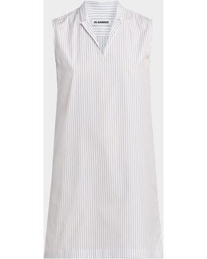 Jil Sander Pinstriped Cotton Poplin Minidress - White