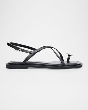Rag & Bone Remi Leather Toe-Ring Flat Sandals - Metallic