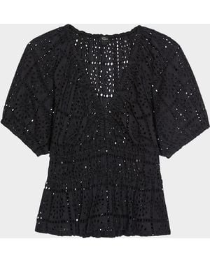 Rails Argenta Cotton Eyelet Crop Top - Black