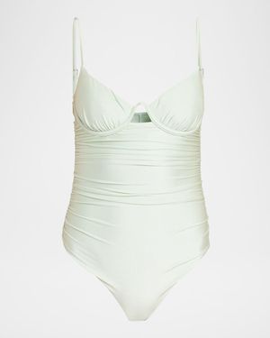 Jonathan Simkhai Laine Ruched One-Piece Swimsuit - White