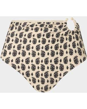 Johanna Ortiz Paisleys High-Waist Bikini Bottoms - White