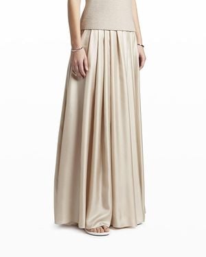 Giorgio Armani Silk Twill Maxi Skirt - Natural