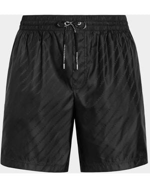 Dolce & Gabbana Apos;S All-Over Logo Nylon Swim Trunks - Black