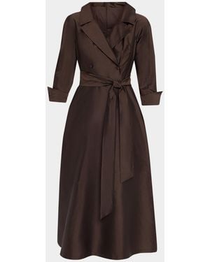 Teri Jon Taffeta Shirtwaist Gown - Brown