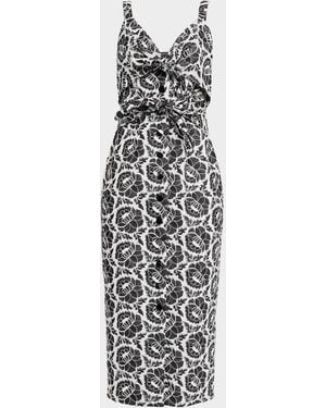 Toccin Gia Double Tie-Front Midi Dress - White