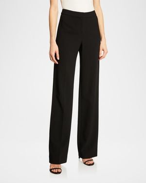 St. John Crepe Marocain Straight Leg Diana Pants - Black