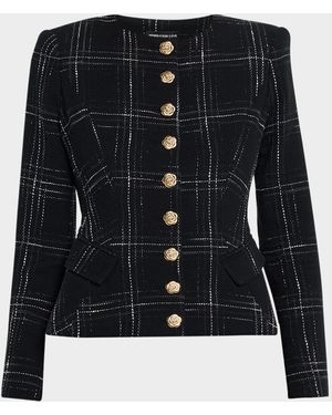 Generation Love Ophelia Tweed Windowpane Jacket - Black