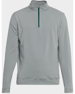Peter Millar Perth Striped Performance Quarter-Zip Sweater - Gray