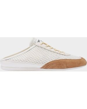 Jimmy Choo Sunny Woven Mixed Leather Sneaker Mules - White