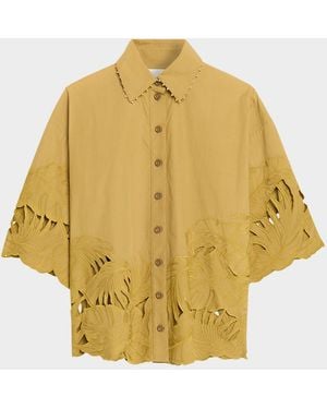 Zimmermann Mahon Embroidered Cotton Shirt - Yellow