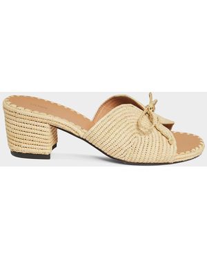 Odissi 45Mm Odett Raffia Block-Heel Mules - Natural