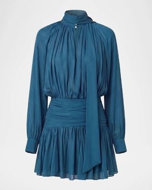 Nicholas Courtney Draped Georgette Mini Dress - Blue
