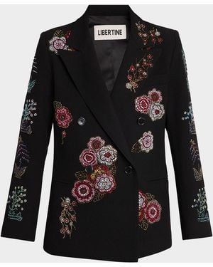 Libertine Colette Embellished Double-Breasted Jacket - Black