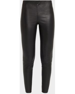 Alice + Olivia Lennox Mid-Rise Leather Leggings - Gray