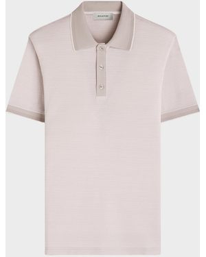 Bugatchi Apos;S Three-Button Micro-Herringbone Polo Shirt - Pink