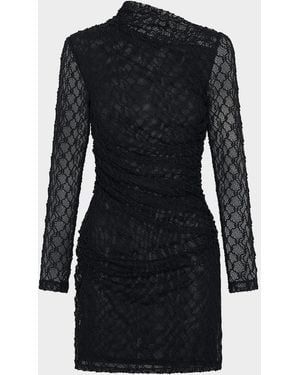Nicholas Glenda Ruched Lace Mini Dress - Black