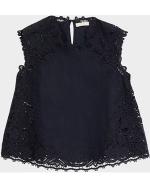 Ulla Johnson Amelie Embroidered Linen-Blend Top - Blue