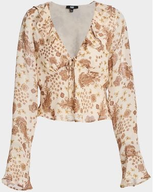 PAIGE Delamar Paisley Silk Blouse - Natural