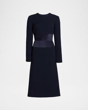 Sergio Hudson Long-Sleeve A-Line Midi Dress - Blue